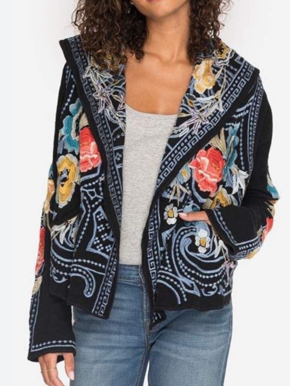 Johnny Was Biya Nessava embroider cardigan sweater